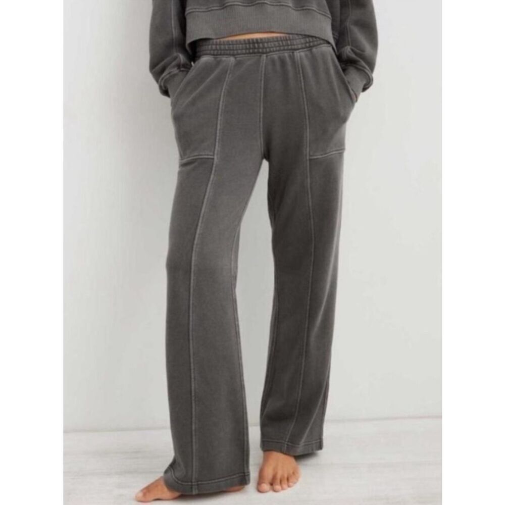 Aerie House Party Skater Pant Wide Leg Charcoal Gray Womens Small
